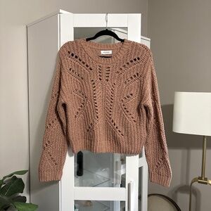 Naadam Open Knit Crochet Cotton Sweater Small